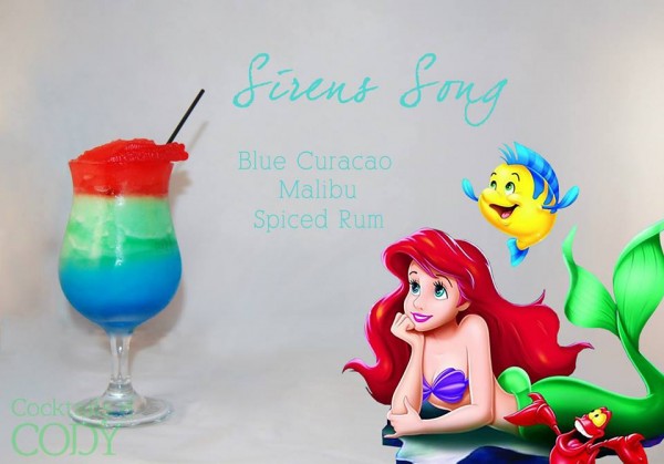 Drink Ariel: Curaçau Blue + Malibu + Rum